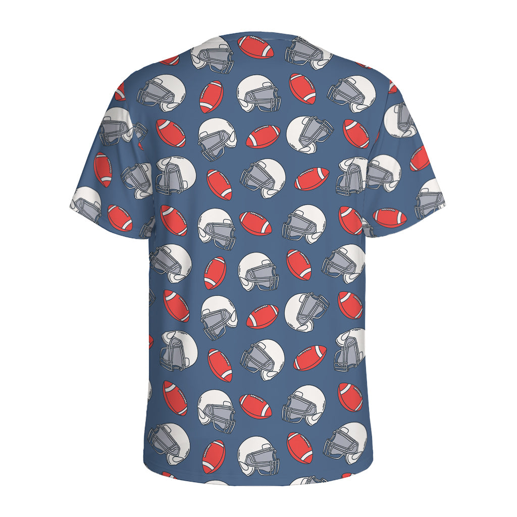 American Football Pattern Print Men's Sports T-Shirt