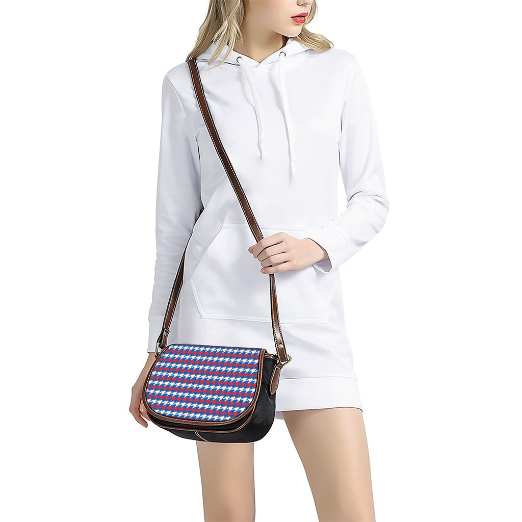 American Houndstooth Pattern Print Saddle Bag