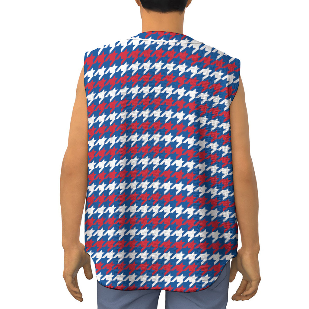 American Houndstooth Pattern Print Sleeveless Baseball Jersey