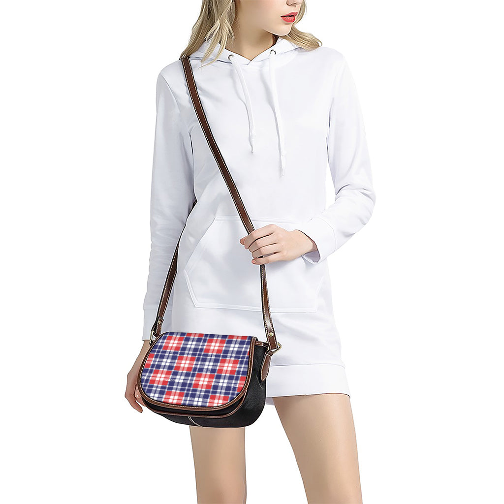 American Independence Day Plaid Print Saddle Bag