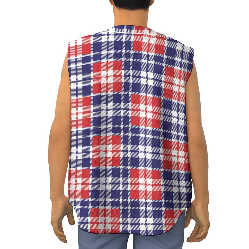 American Independence Day Plaid Print Sleeveless Baseball Jersey