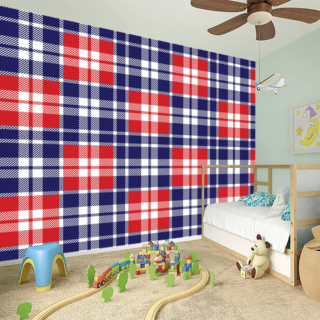 American Independence Day Plaid Print Wall Sticker