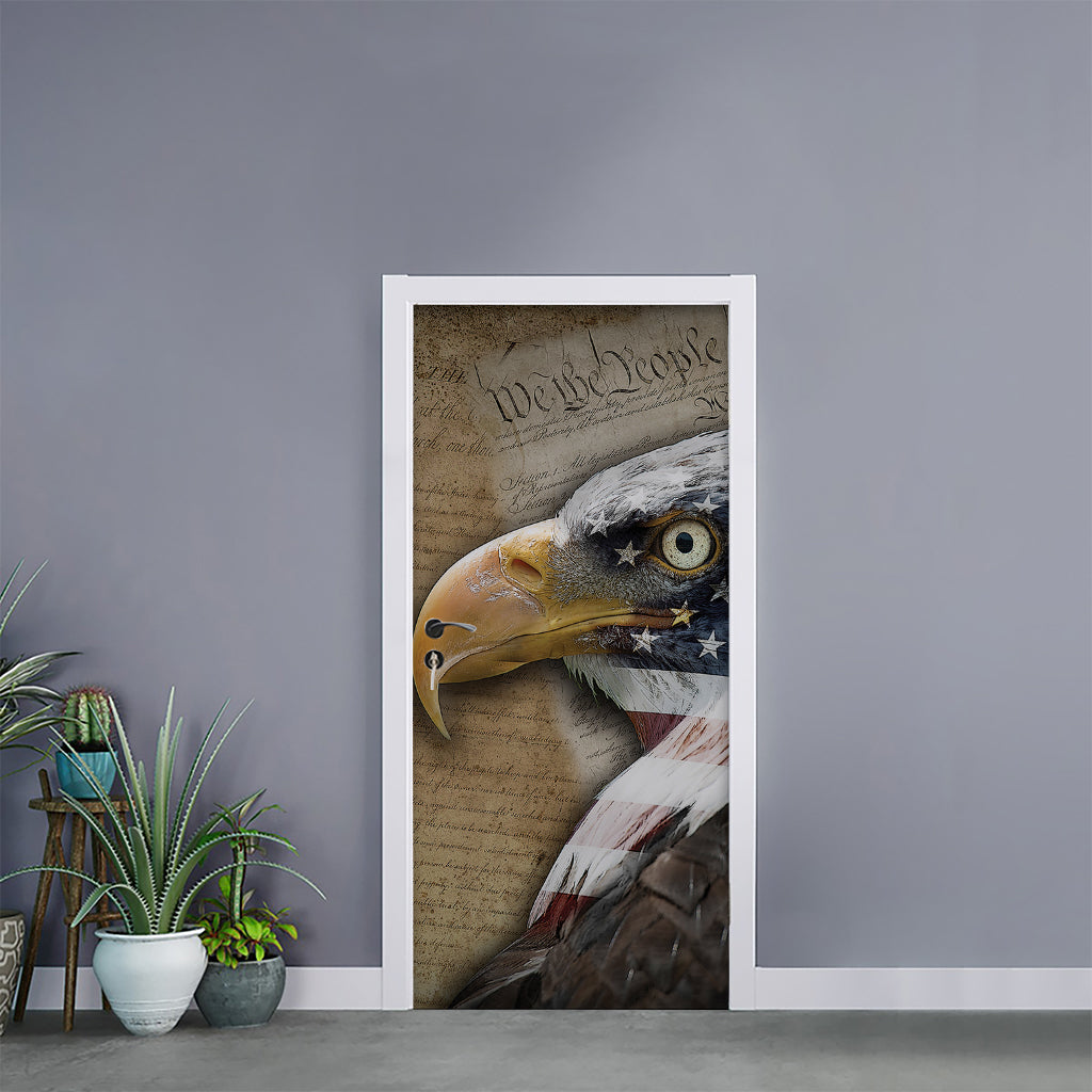 American Land Of Liberty Print Door Sticker