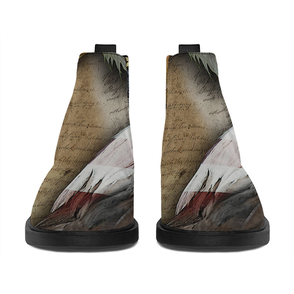 American Land Of Liberty Print Flat Ankle Boots