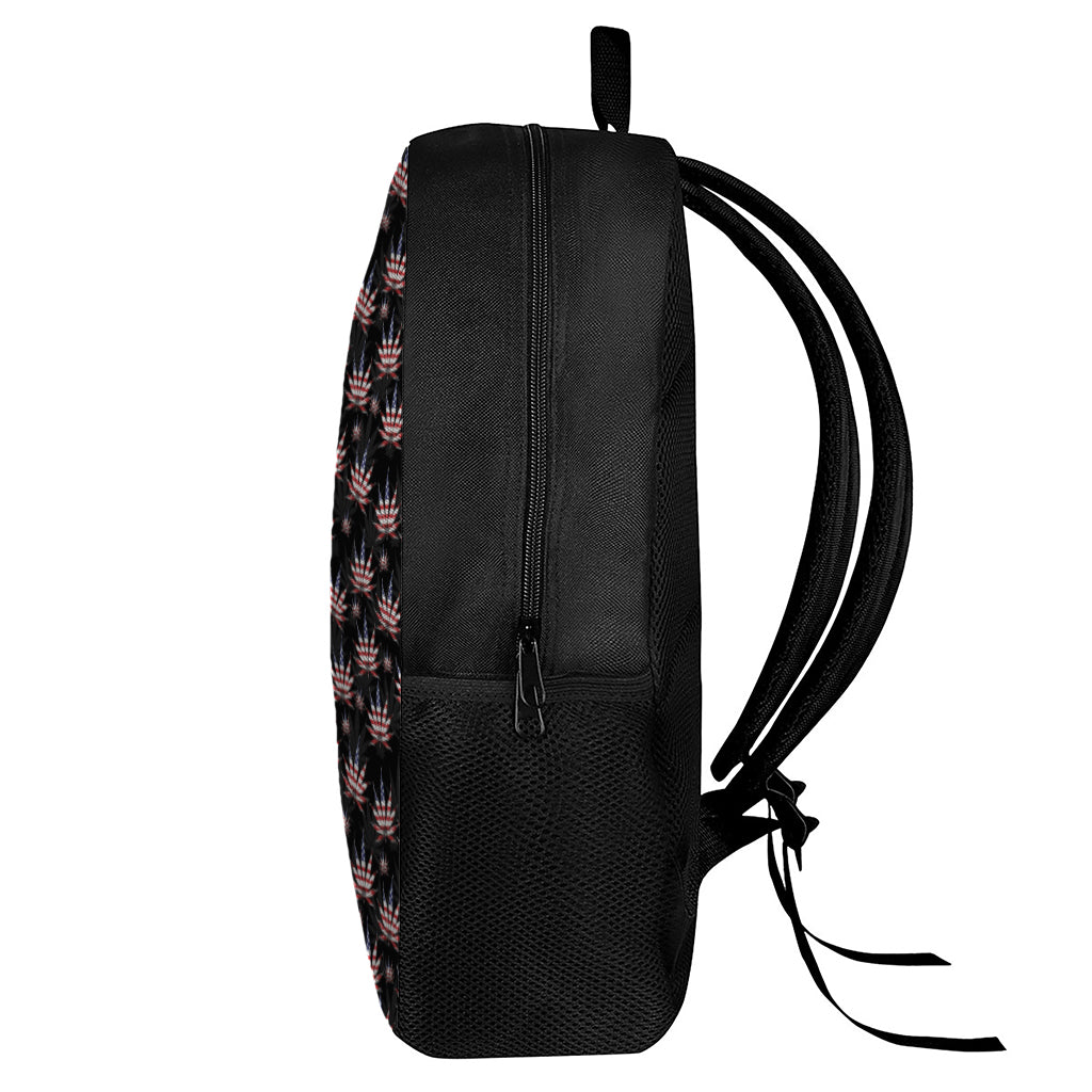 American Marijuana Leaf Pattern Print 17 Inch Backpack