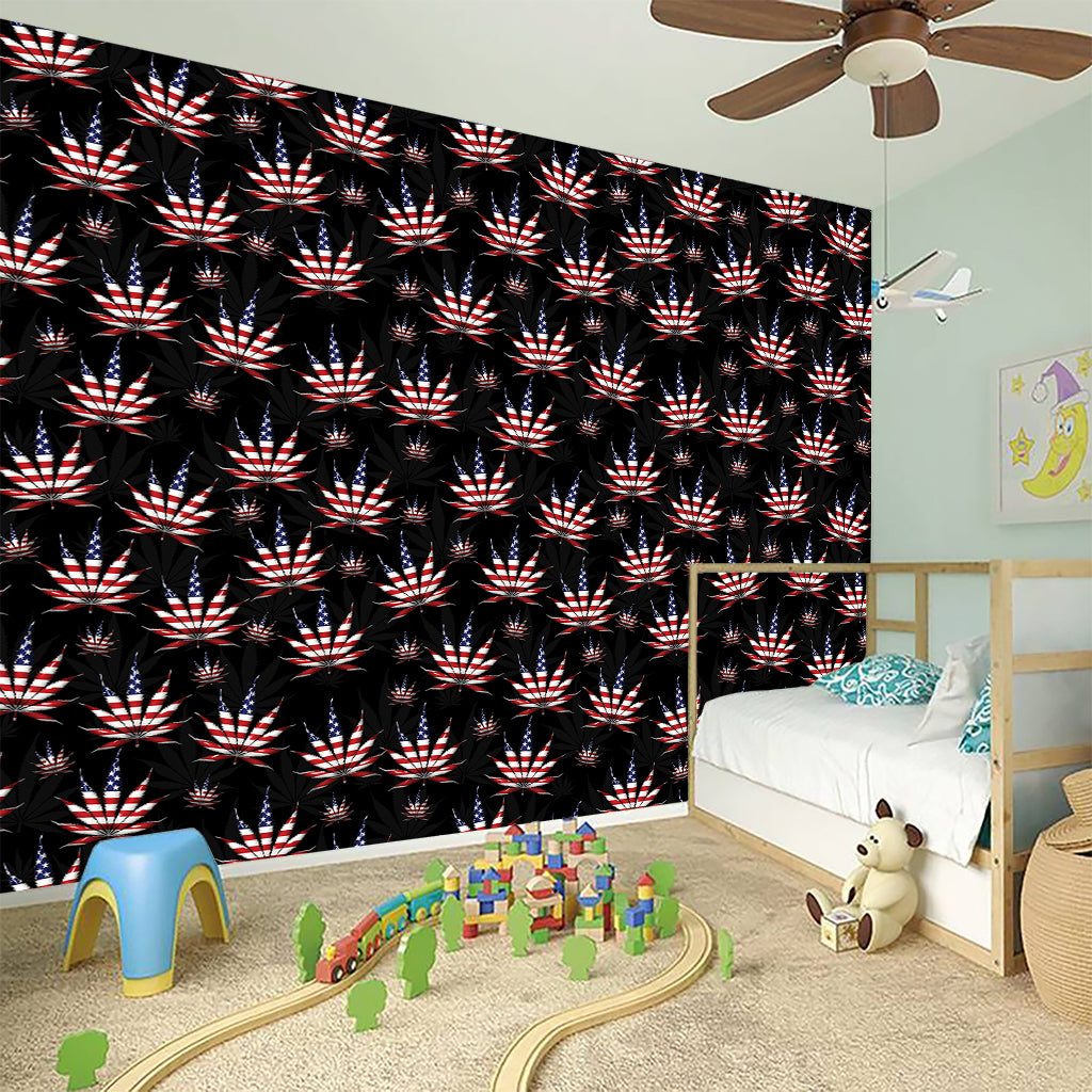 American Marijuana Leaf Pattern Print Wall Sticker