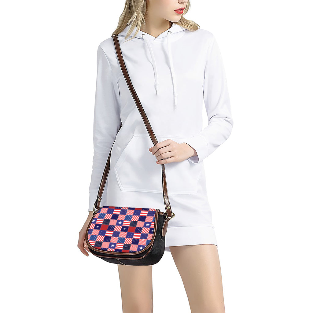 American Patriotic Patchwork Print Saddle Bag