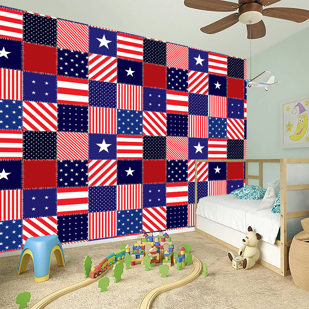 American Patriotic Patchwork Print Wall Sticker