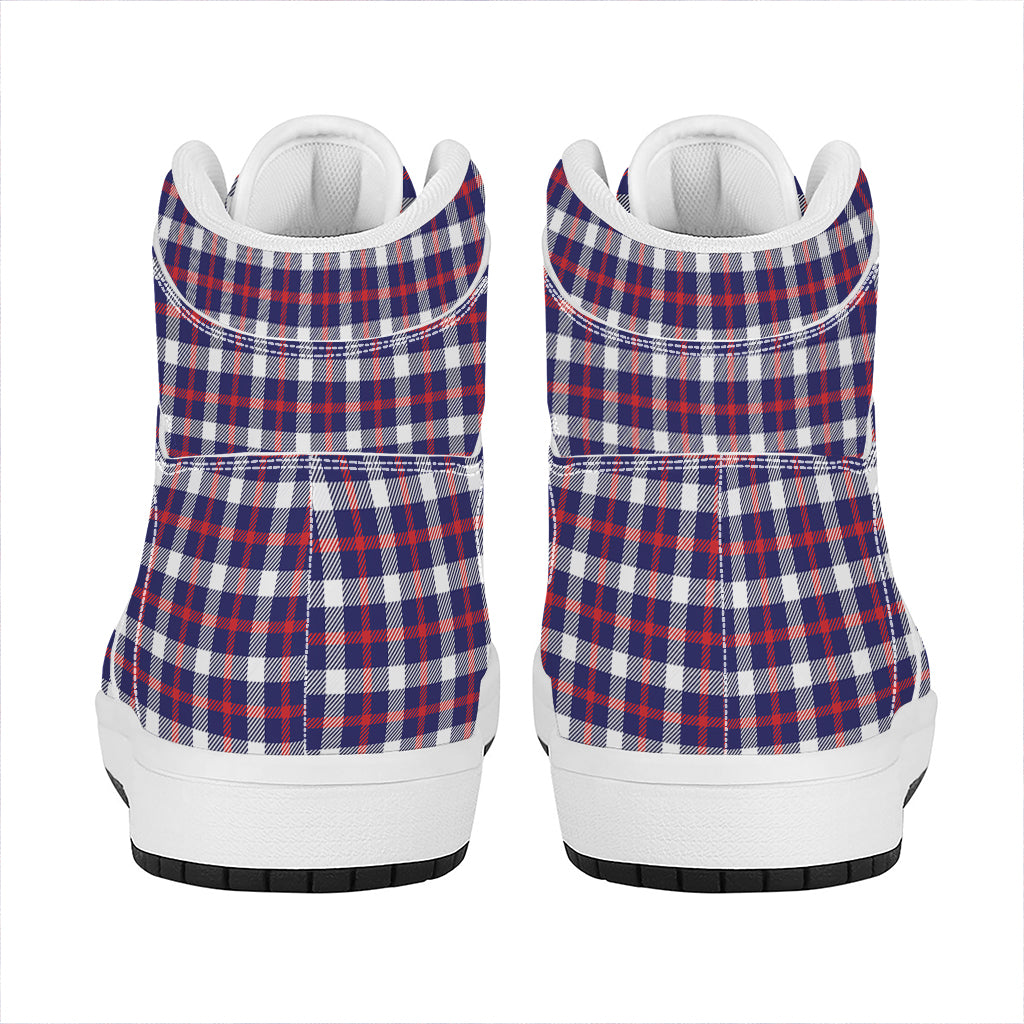 American Patriotic Plaid Print High Top Leather Sneakers