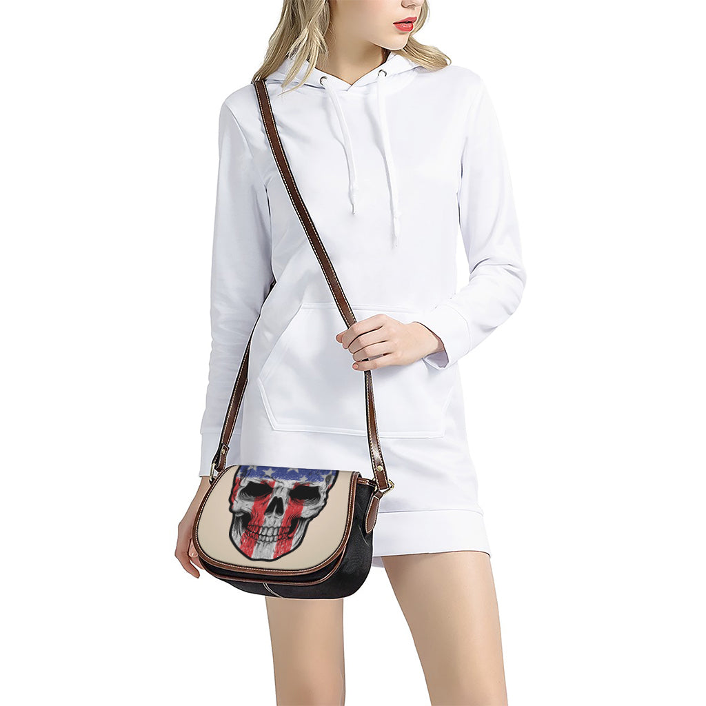 American Patriotic Skull Print Saddle Bag