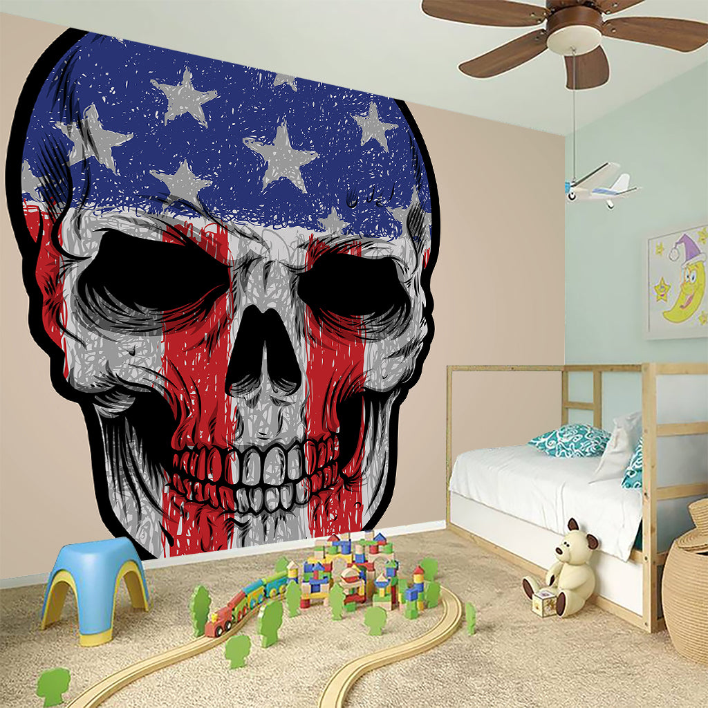 American Patriotic Skull Print Wall Sticker