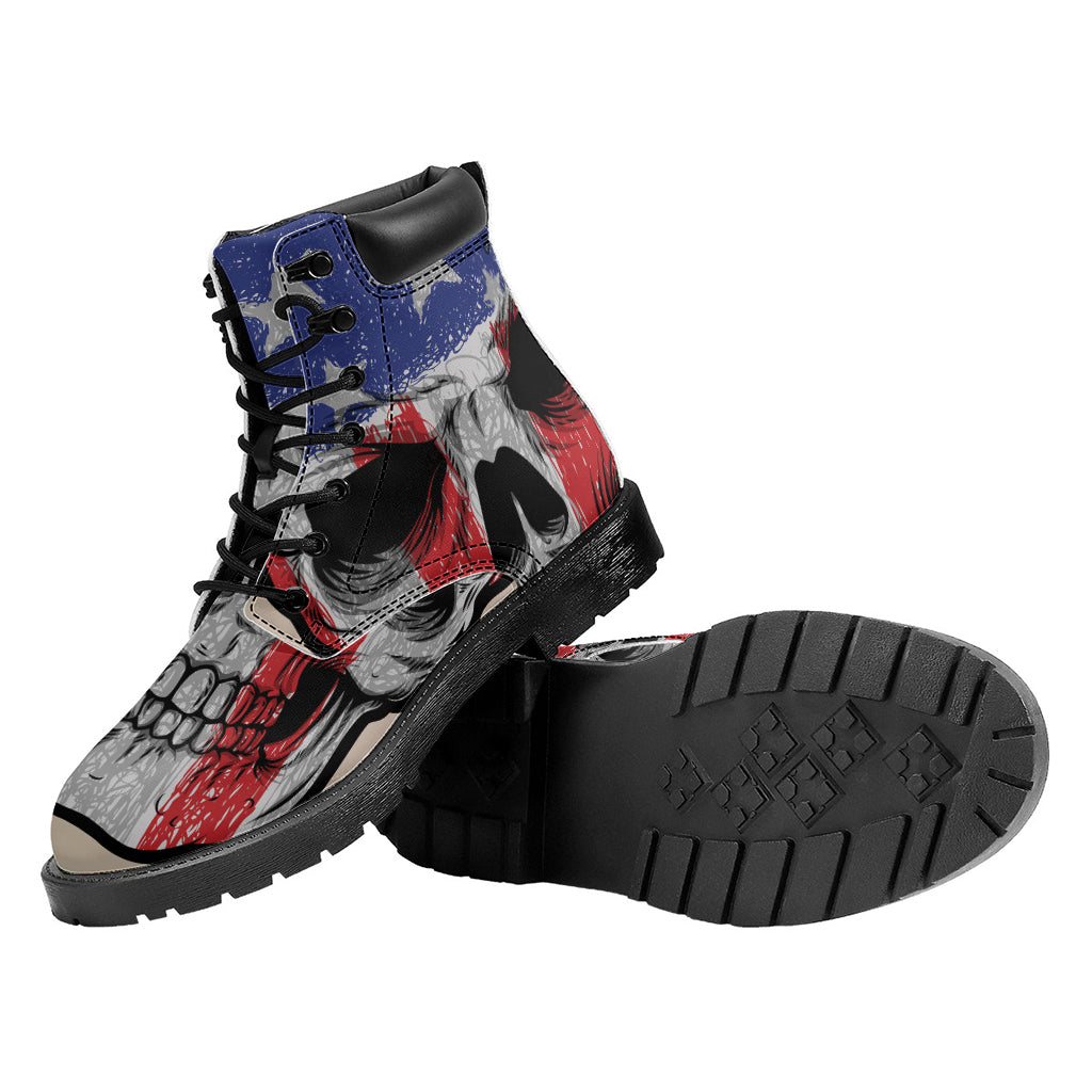 American Patriotic Skull Print Work Boots