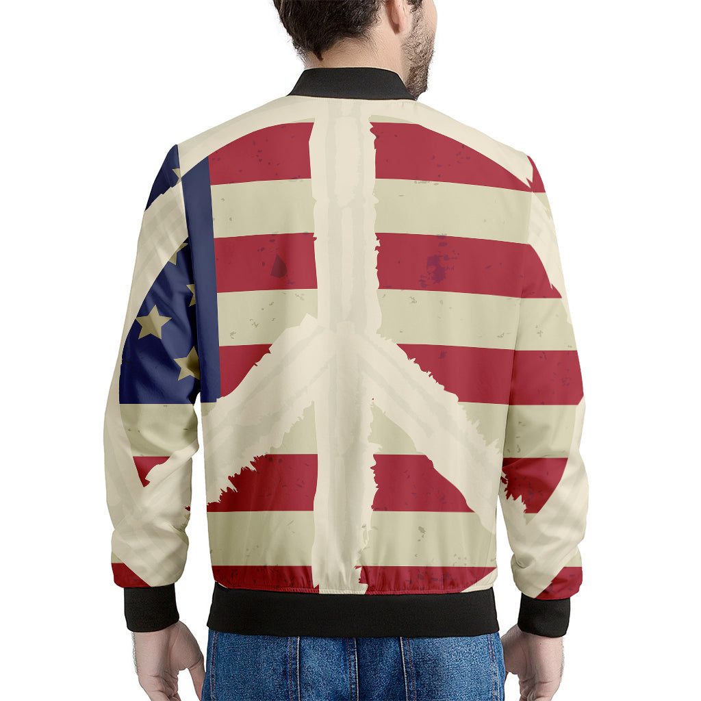 American Peace Flag Print Men's Bomber Jacket