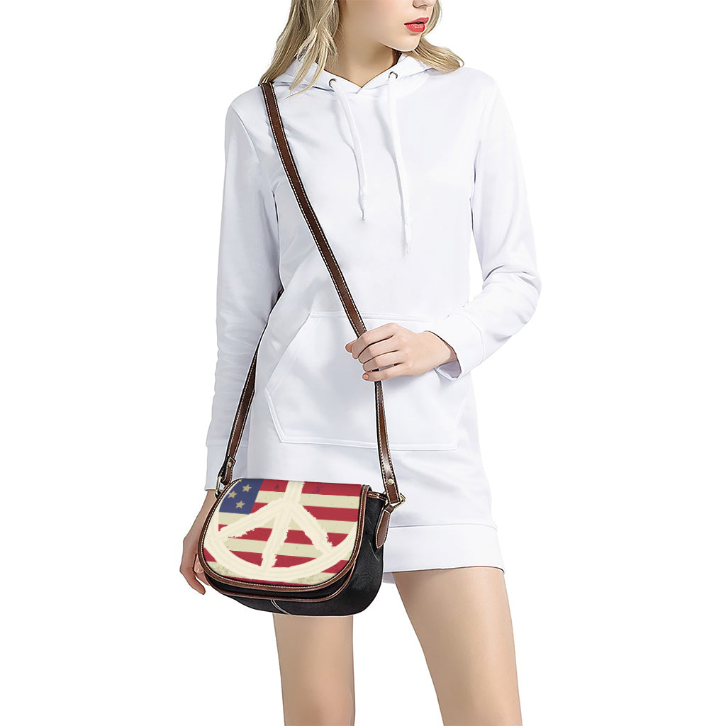 American Peace Flag Print Saddle Bag