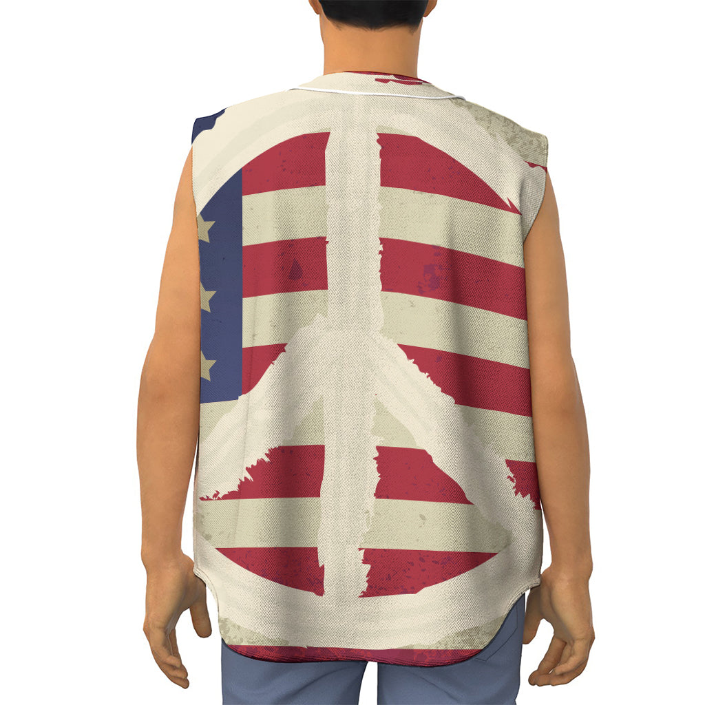 American Peace Flag Print Sleeveless Baseball Jersey