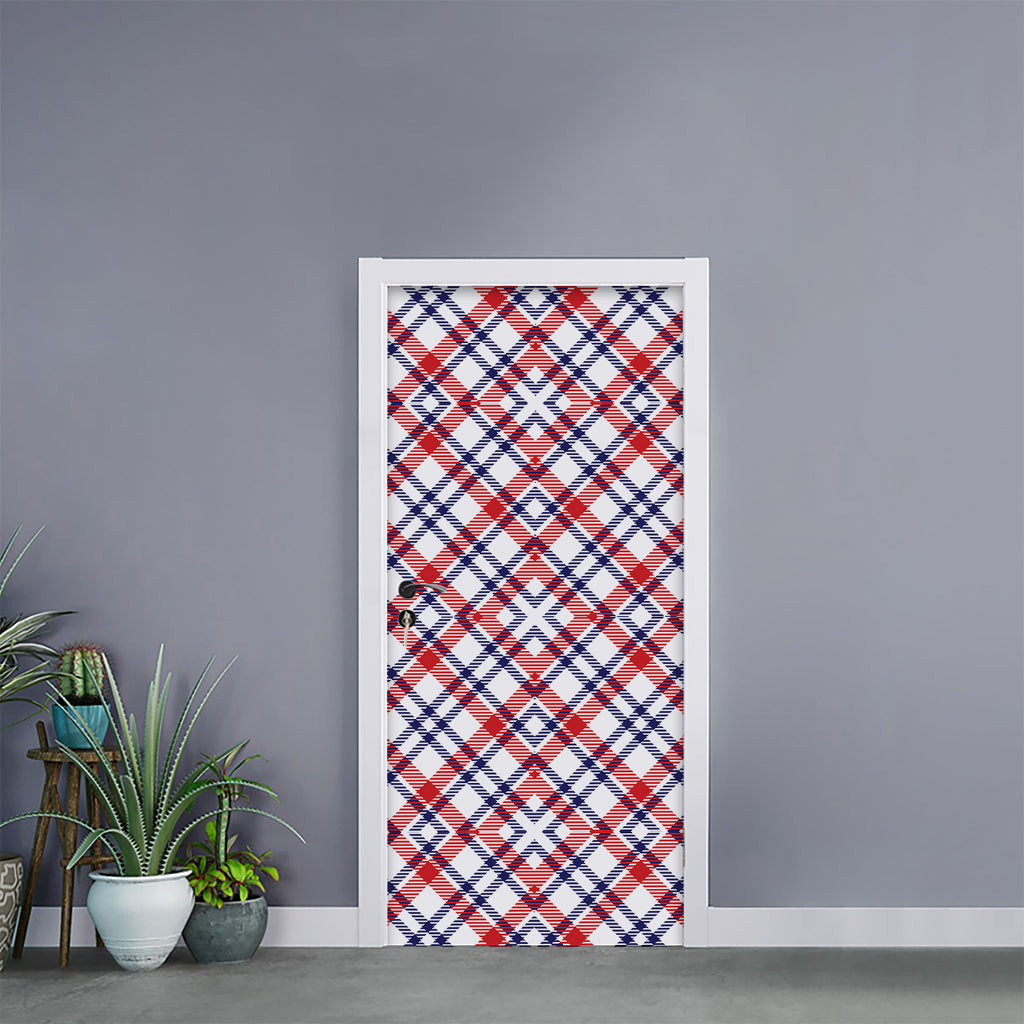 American Plaid Pattern Print Door Sticker