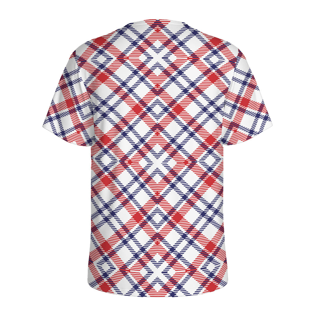 American Plaid Pattern Print Men's Sports T-Shirt