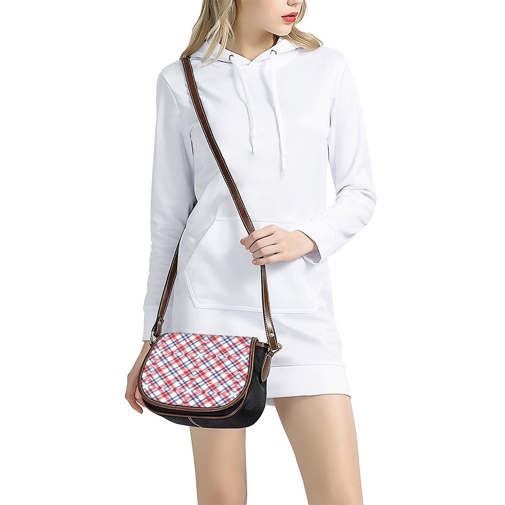 American Plaid Pattern Print Saddle Bag