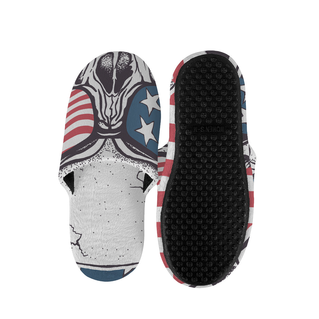 American Skull With Sunglasses Print Slippers