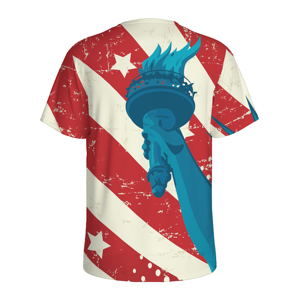 American Statue of Liberty Print Men's Sports T-Shirt