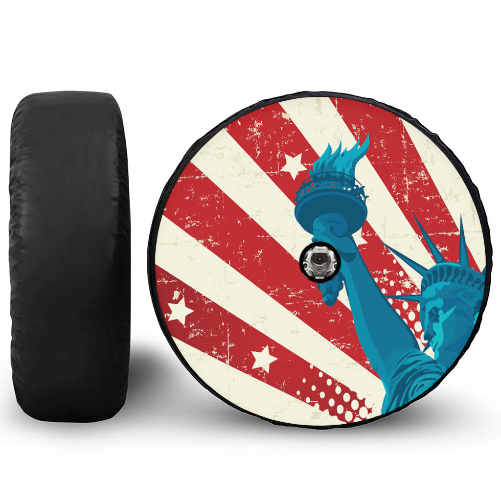 American Statue of Liberty Print Tire Cover With Camera Hole