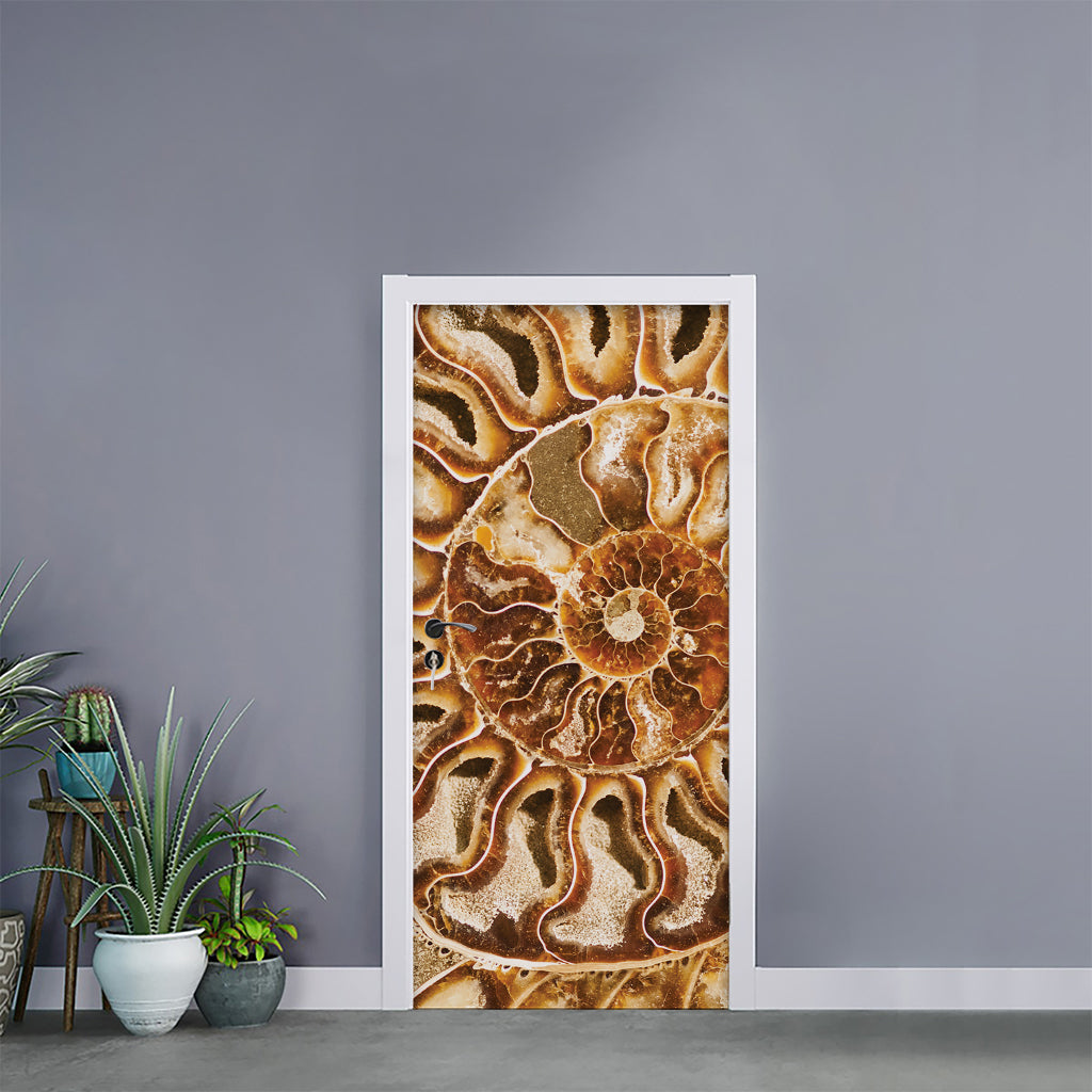 Ammonite Fossil Print Door Sticker