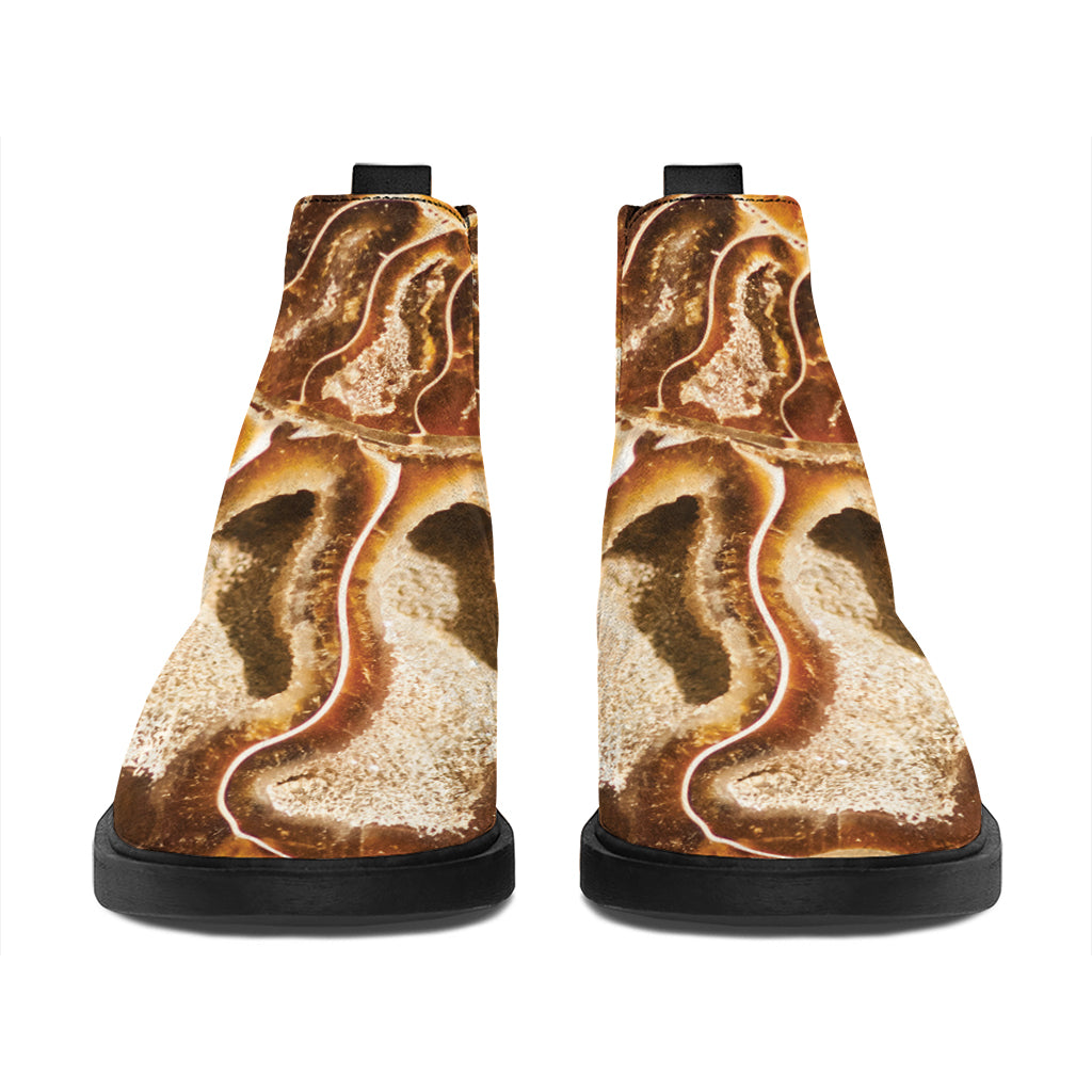Ammonite Fossil Print Flat Ankle Boots
