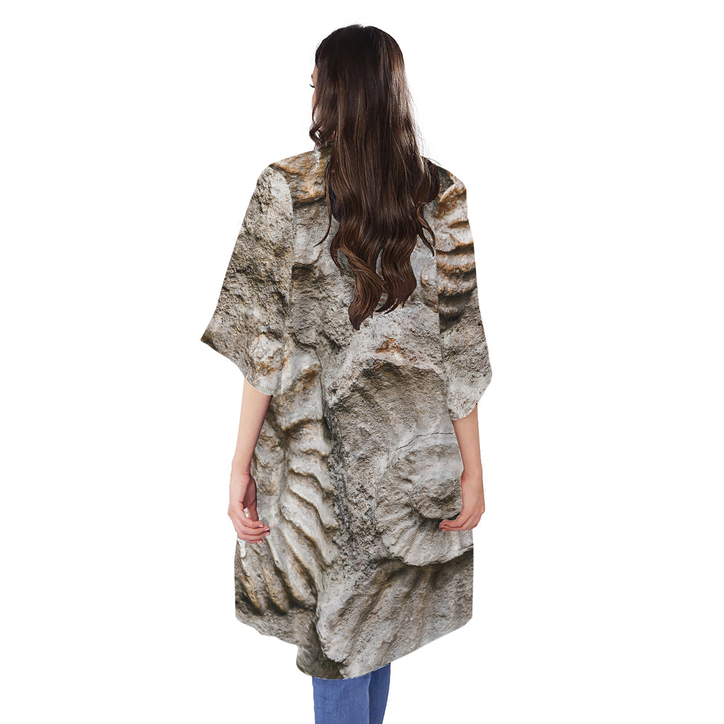 Ammonoidea Fossil Print Open Front Beach Cover Up