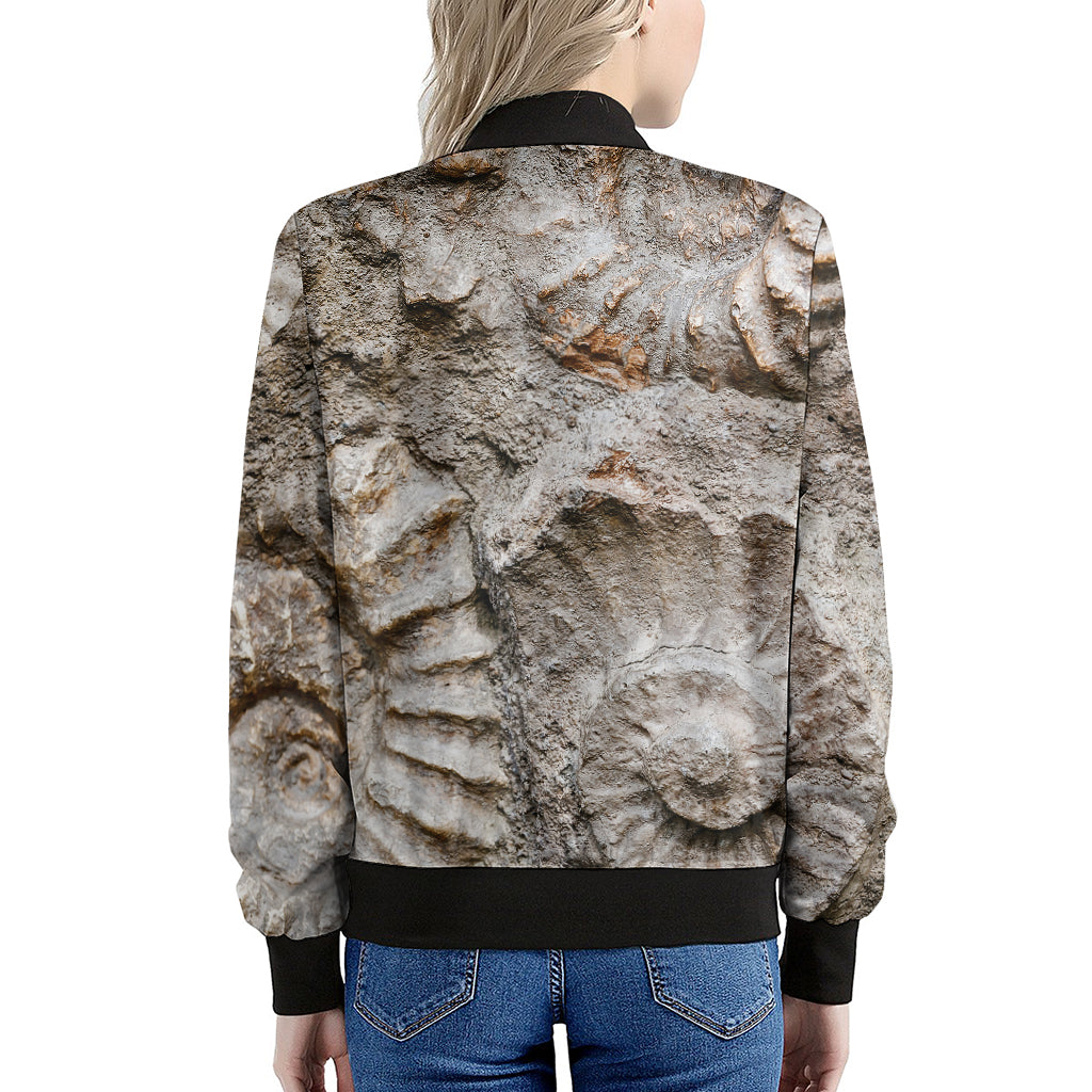 Ammonoidea Fossil Print Women's Bomber Jacket