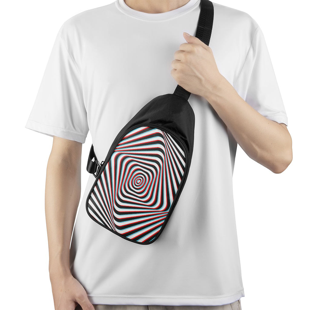 Anaglyph Optical Illusion Print Chest Bag