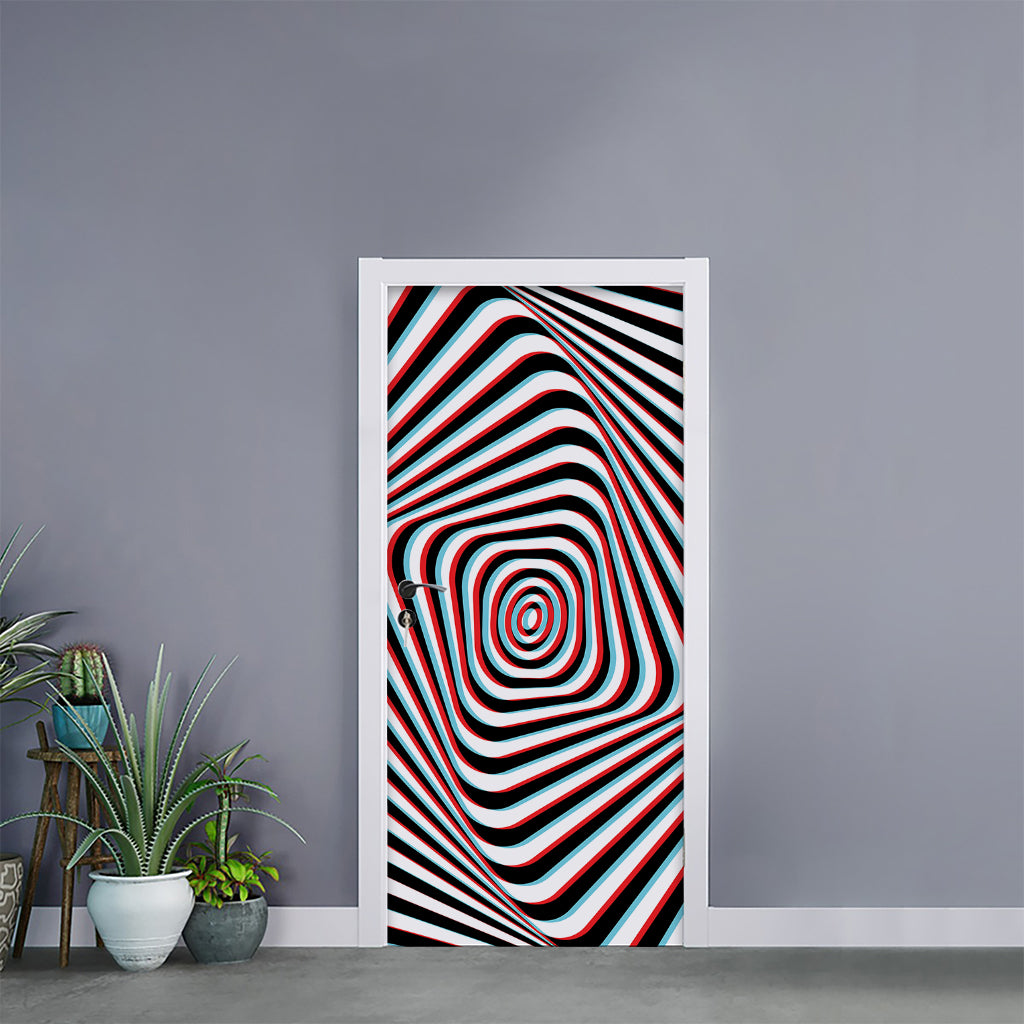 Anaglyph Optical Illusion Print Door Sticker