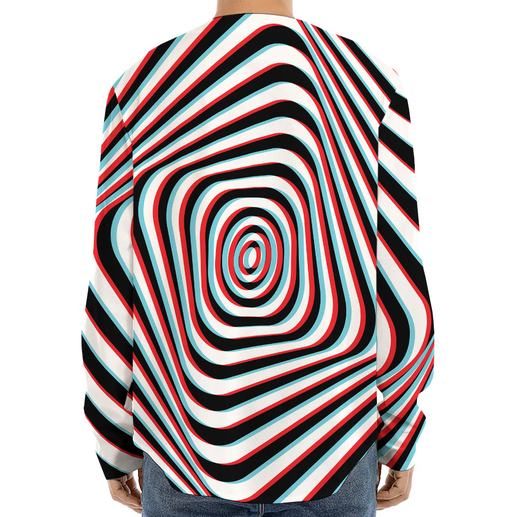 Anaglyph Optical Illusion Print Long Sleeve Baseball Jersey