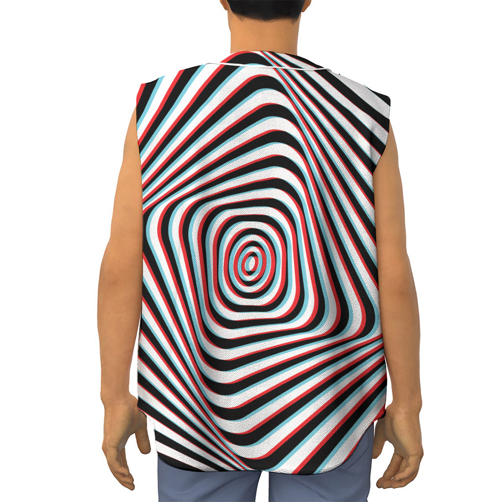 Anaglyph Optical Illusion Print Sleeveless Baseball Jersey