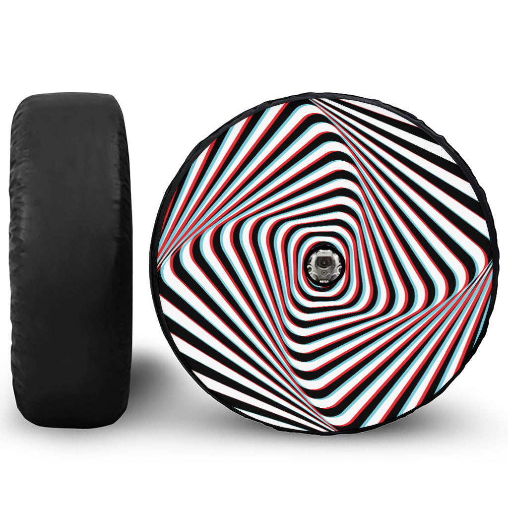 Anaglyph Optical Illusion Print Tire Cover With Camera Hole