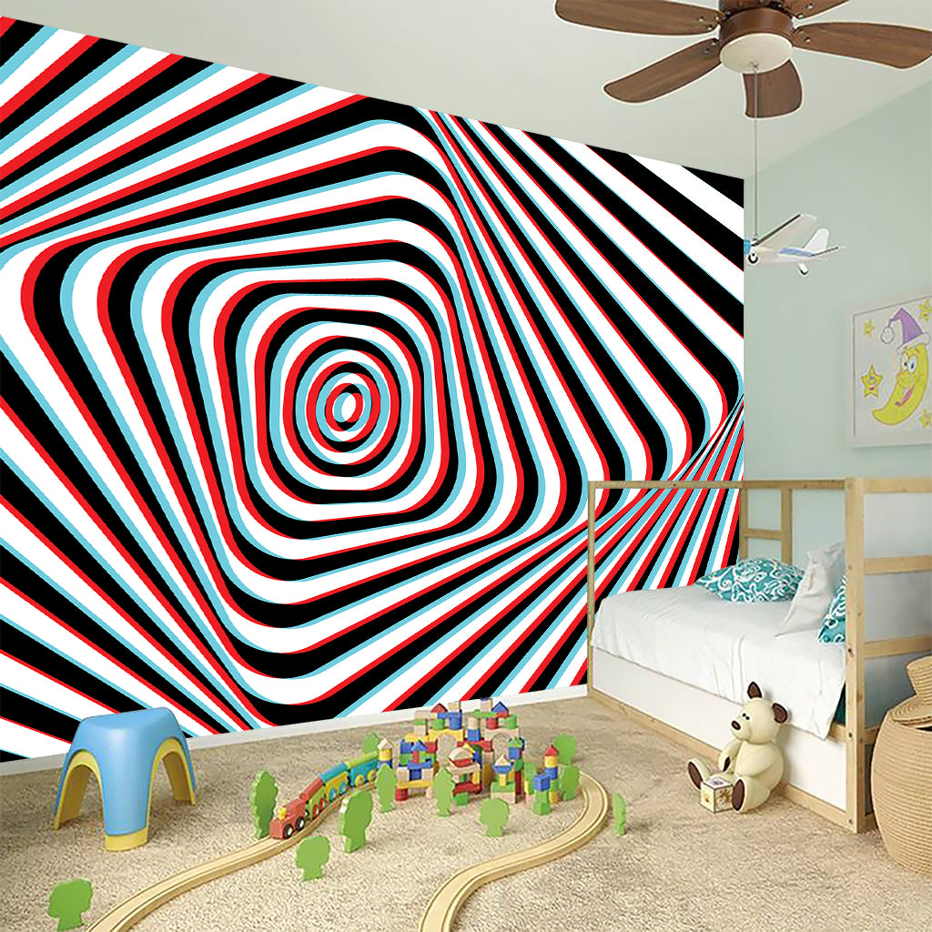 Anaglyph Optical Illusion Print Wall Sticker
