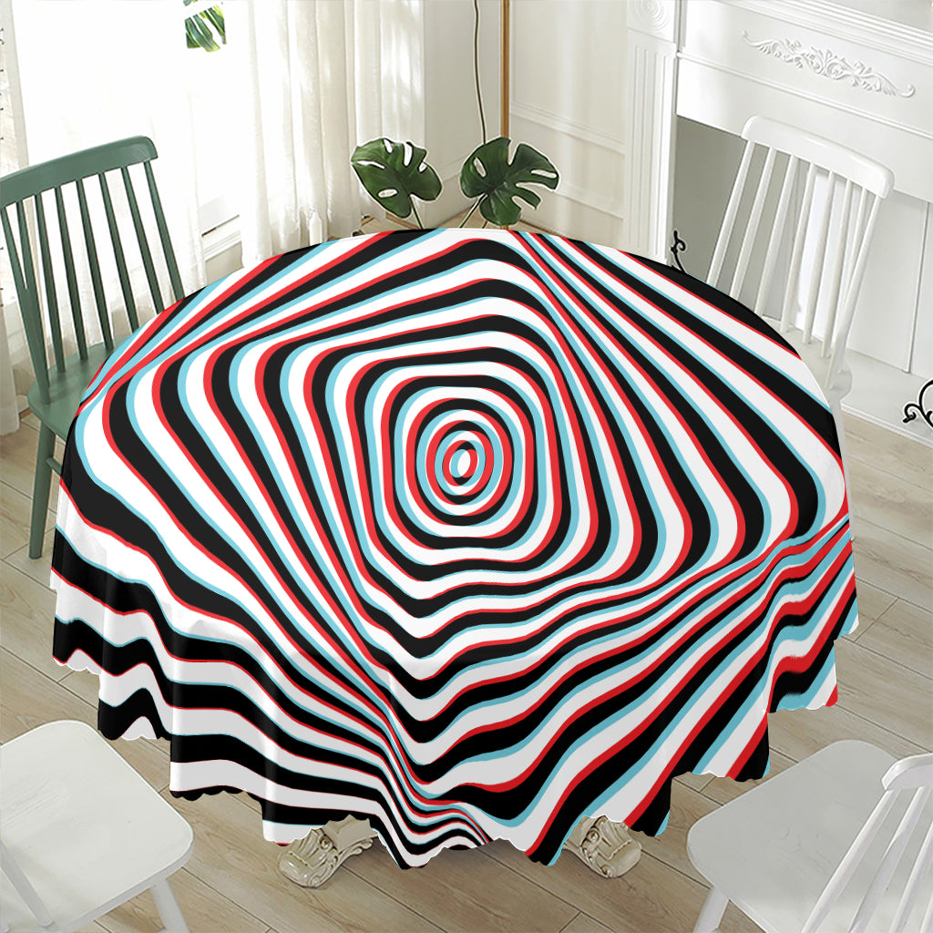 Anaglyph Optical Illusion Print Waterproof Round Tablecloth
