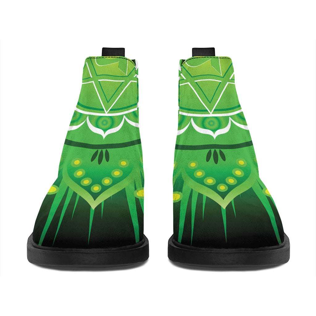 Anahata Chakra Mandala Print Flat Ankle Boots