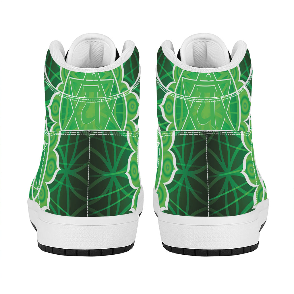 Anahata Chakra Spiritual Print High Top Leather Sneakers