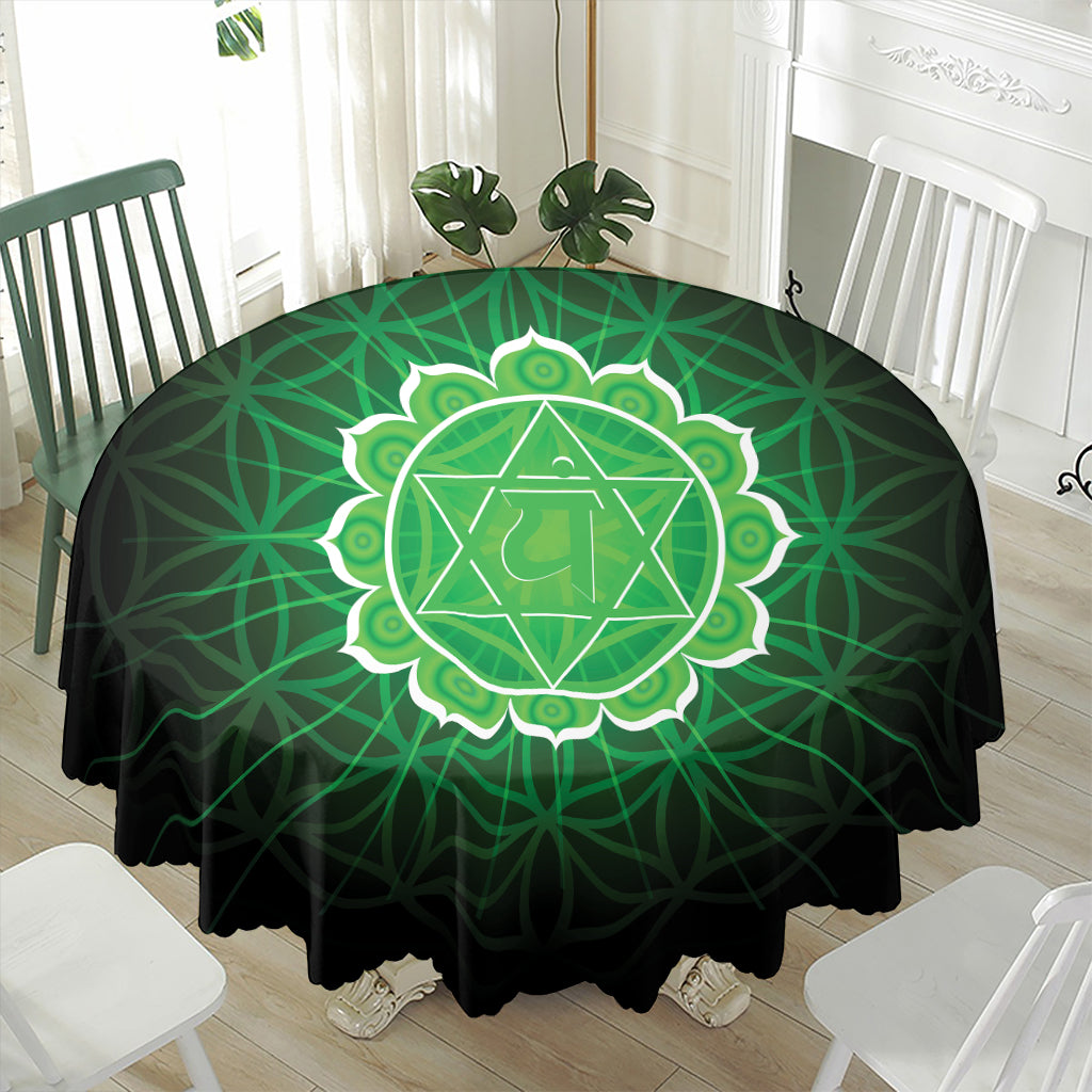 Anahata Chakra Spiritual Print Waterproof Round Tablecloth