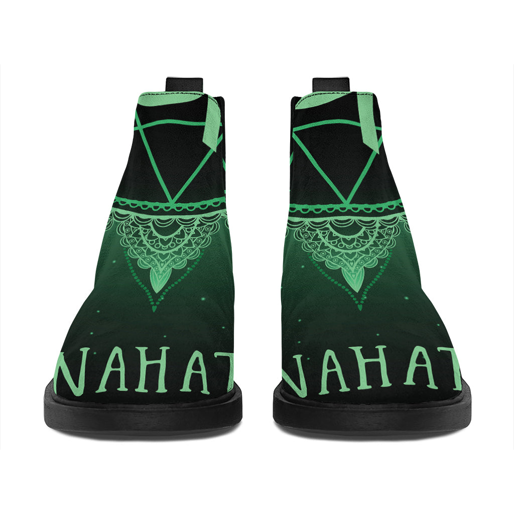Anahata Chakra Symbol Print Flat Ankle Boots