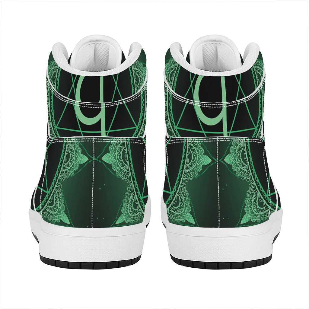 Anahata Chakra Symbol Print High Top Leather Sneakers