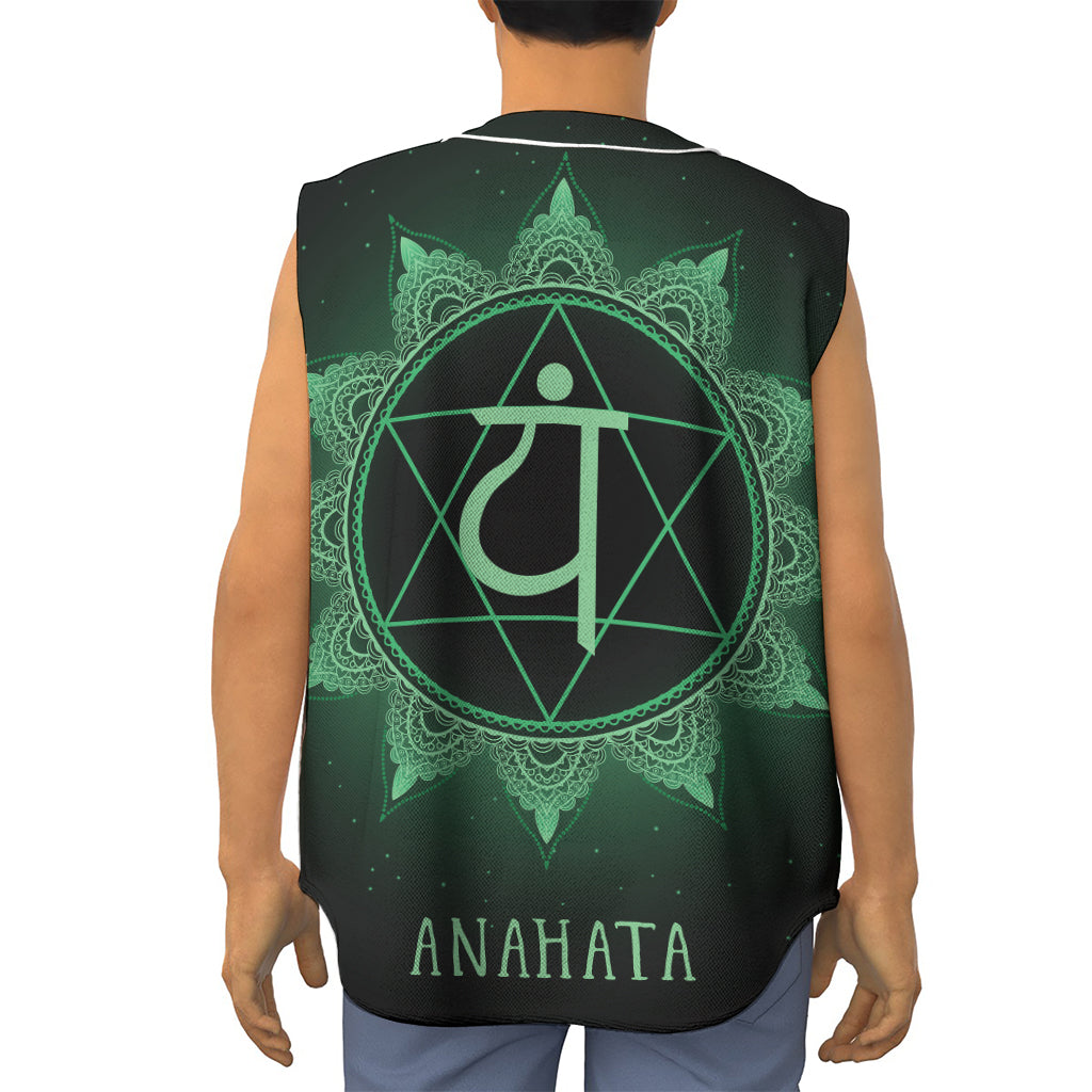 Anahata Chakra Symbol Print Sleeveless Baseball Jersey