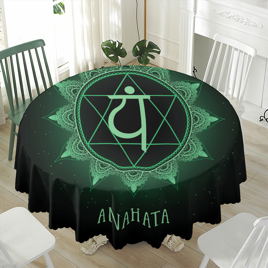 Anahata Chakra Symbol Print Waterproof Round Tablecloth