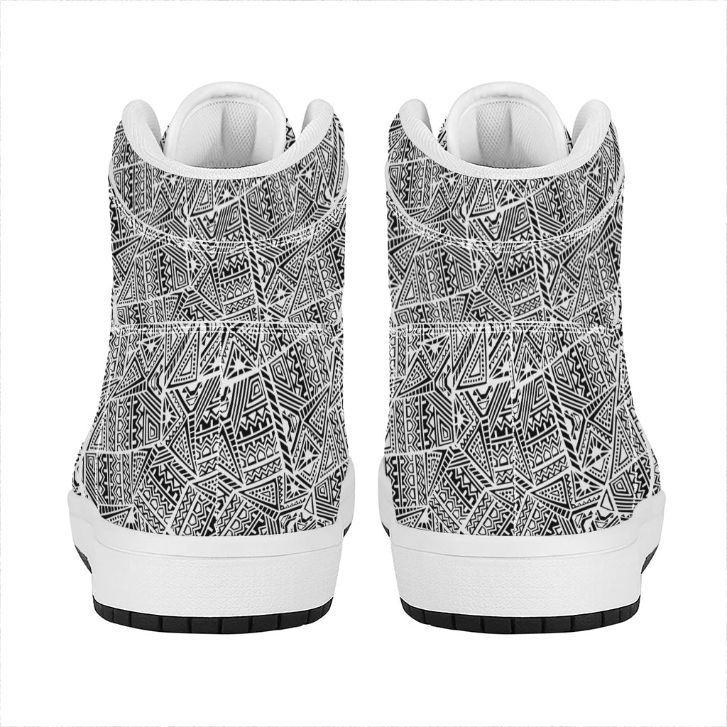 Ancient Aztec Tribal Pattern Print High Top Leather Sneakers