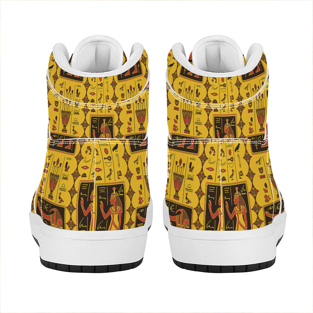 Ancient Egypt Pattern Print High Top Leather Sneakers