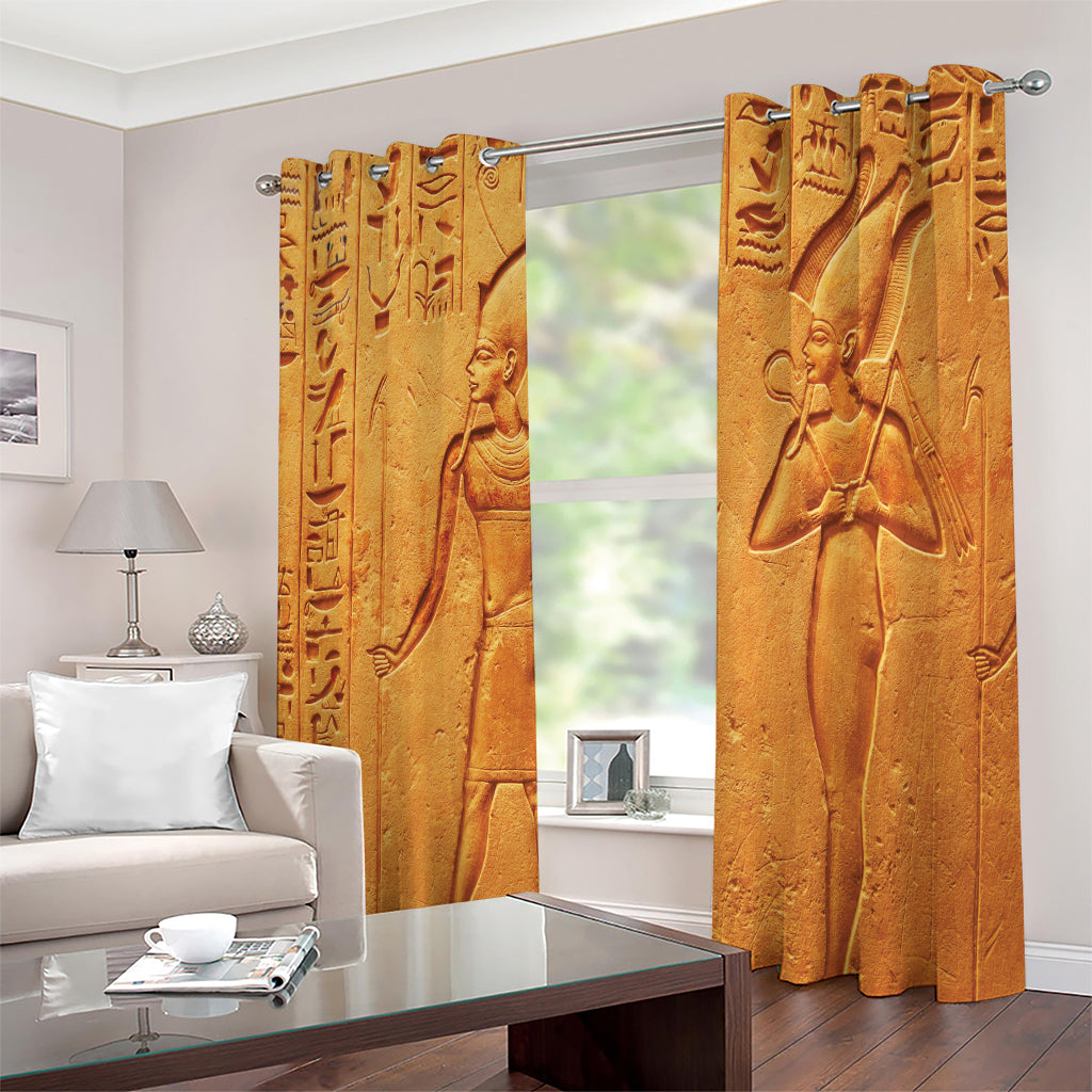 Ancient Egyptian Gods Print Extra Wide Grommet Curtains