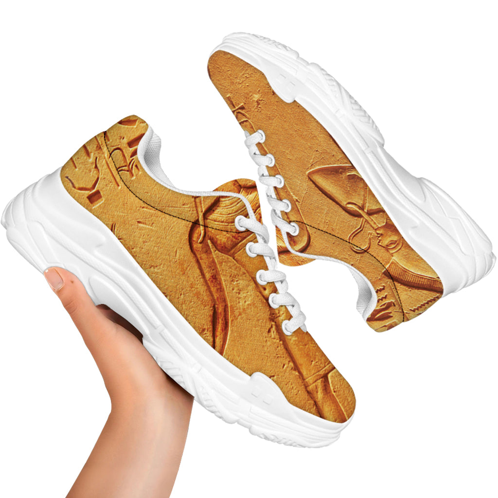 Ancient Egyptian Gods Print White Chunky Shoes