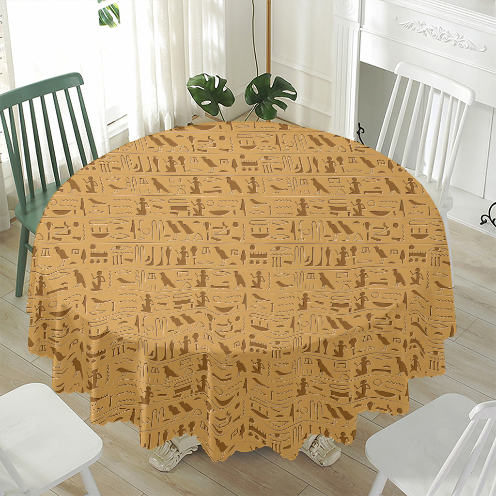Ancient Egyptian Hieroglyphs Print Waterproof Round Tablecloth