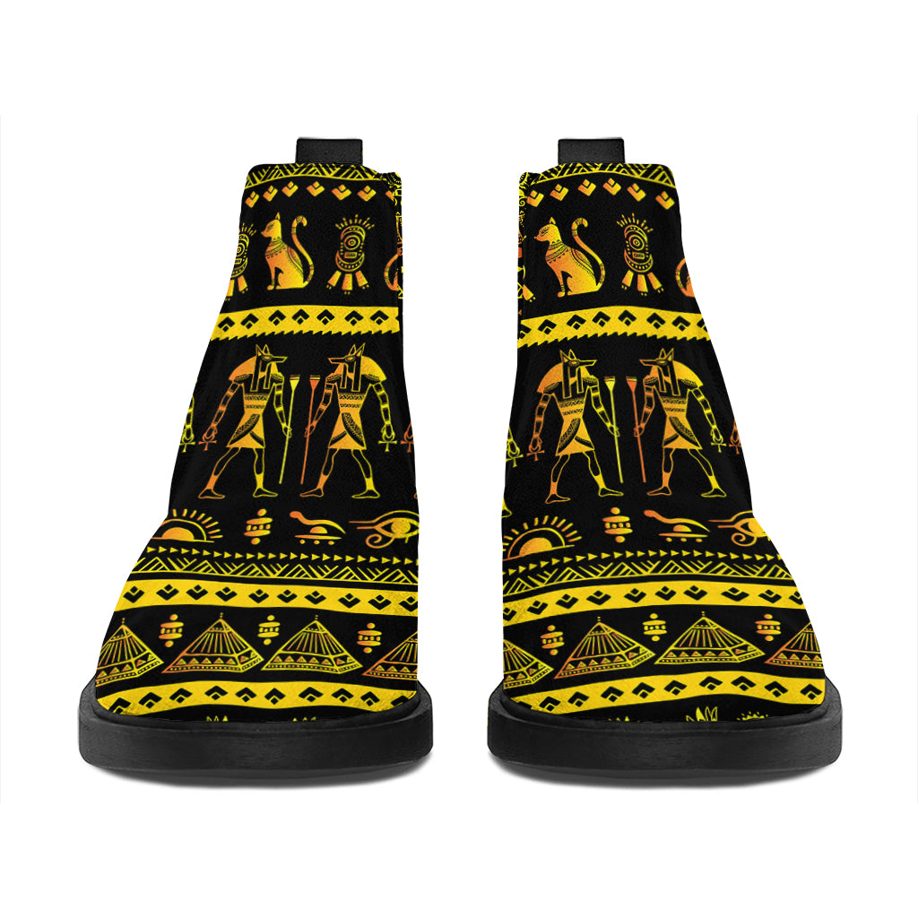 Ancient Egyptian Pattern Print Flat Ankle Boots