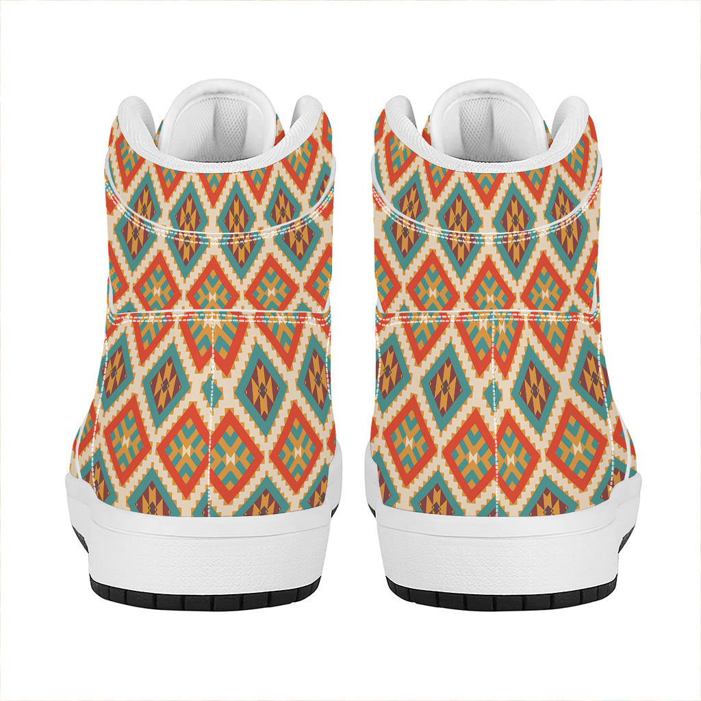 Ancient Geometric Navajo Print High Top Leather Sneakers